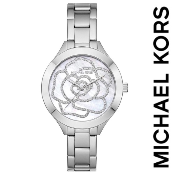 NWT MICHAEL KORS LADIES SLIM RUNWAY SILVER WATCH